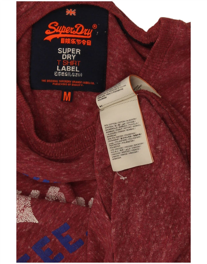 T-shirt grafica da uomo Superdry Top in cotone chiazzato rosso medio