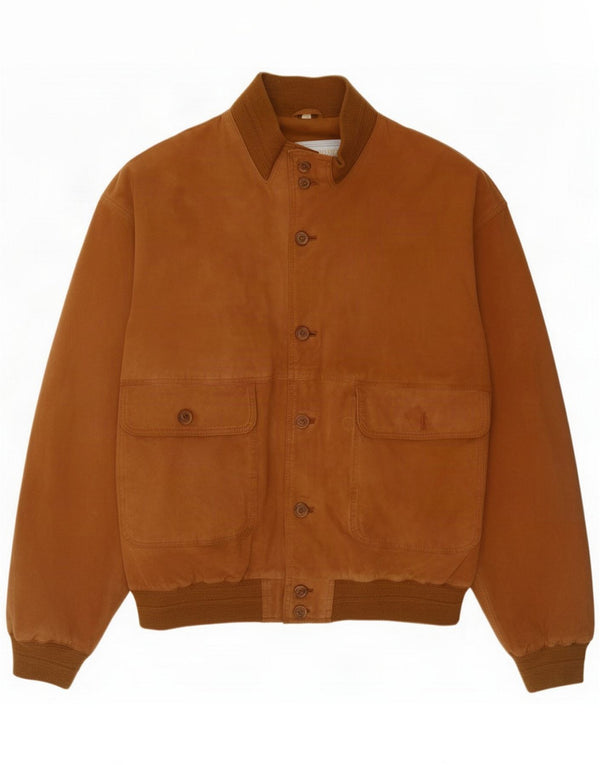 Giubbotto bomber vintage in pelle scamosciata da uomo UK 42 XL in pelle marrone
