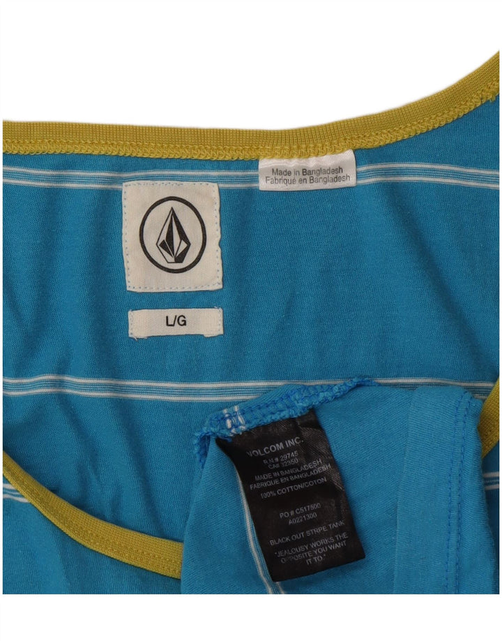 Canotta da uomo Volcom grande in cotone a righe blu