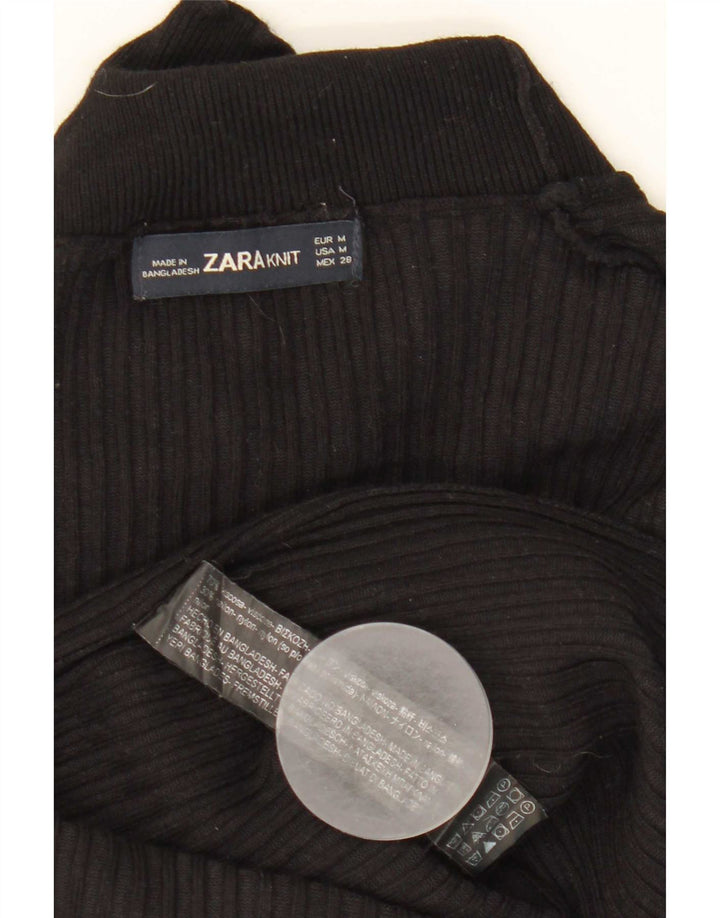 Maglione maglione a collo alto da donna Zara UK 12 viscosa nera media