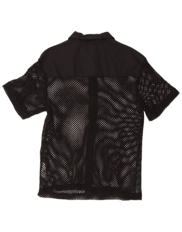 Camicia Zara da uomo a maniche corte in cotone nero medio