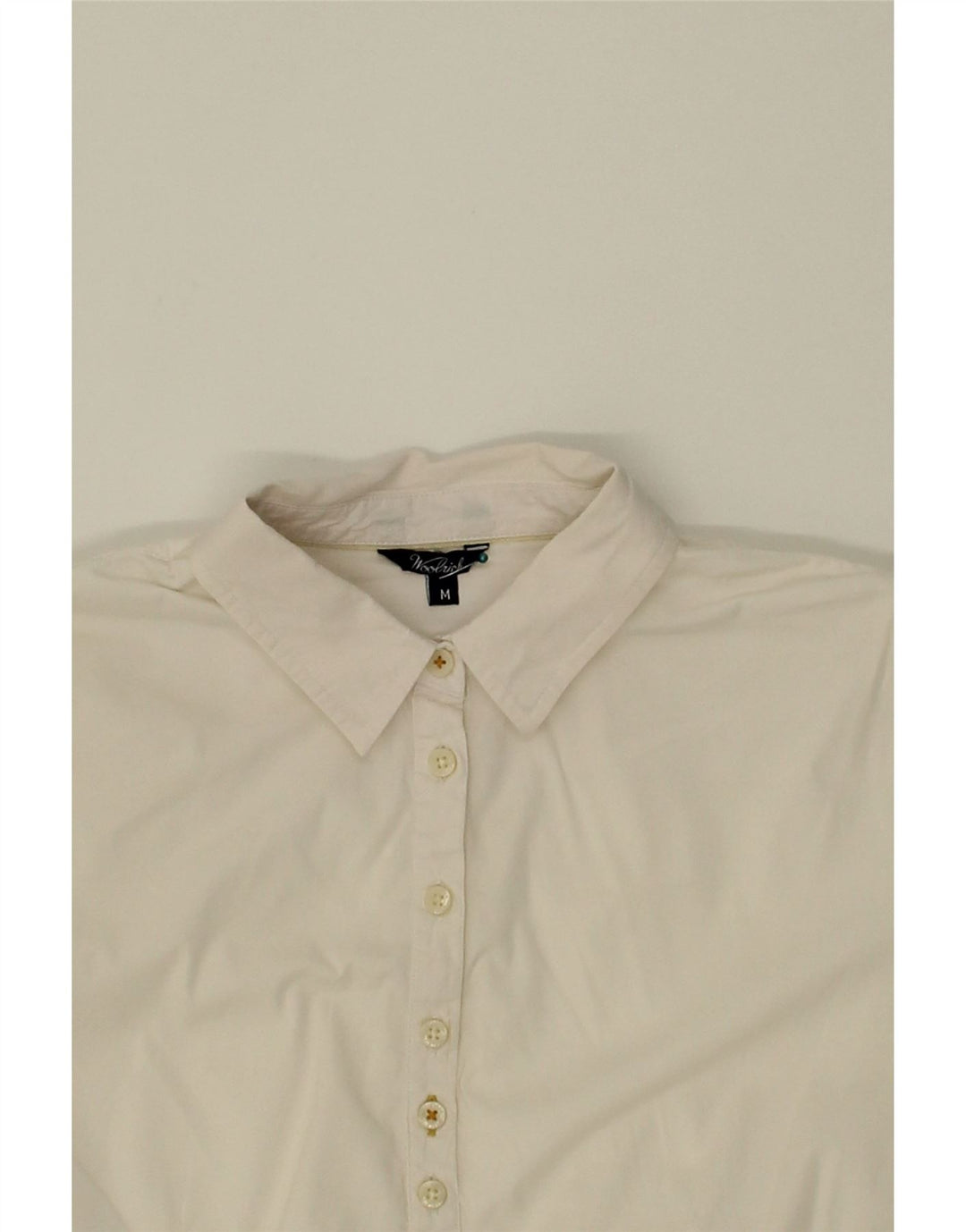 WOOLRICH Womens Short Sleeve Pullover Shirt UK 12 Medium White Cotton Vintage Woolrich and Second-Hand Woolrich from Messina Hembry 