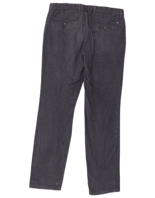 Pantaloni chino dritti da uomo Tommy Hilfiger W32 L31 cotone blu navy