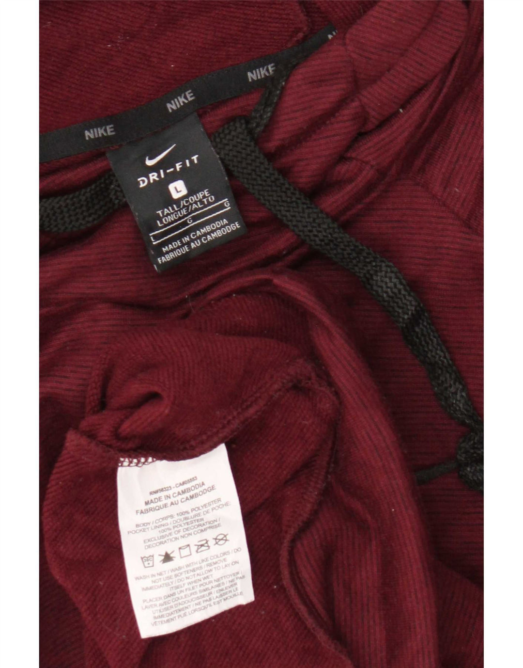 Felpa con cappuccio Nike Dri Fit da uomo, grande, in poliestere bordeaux