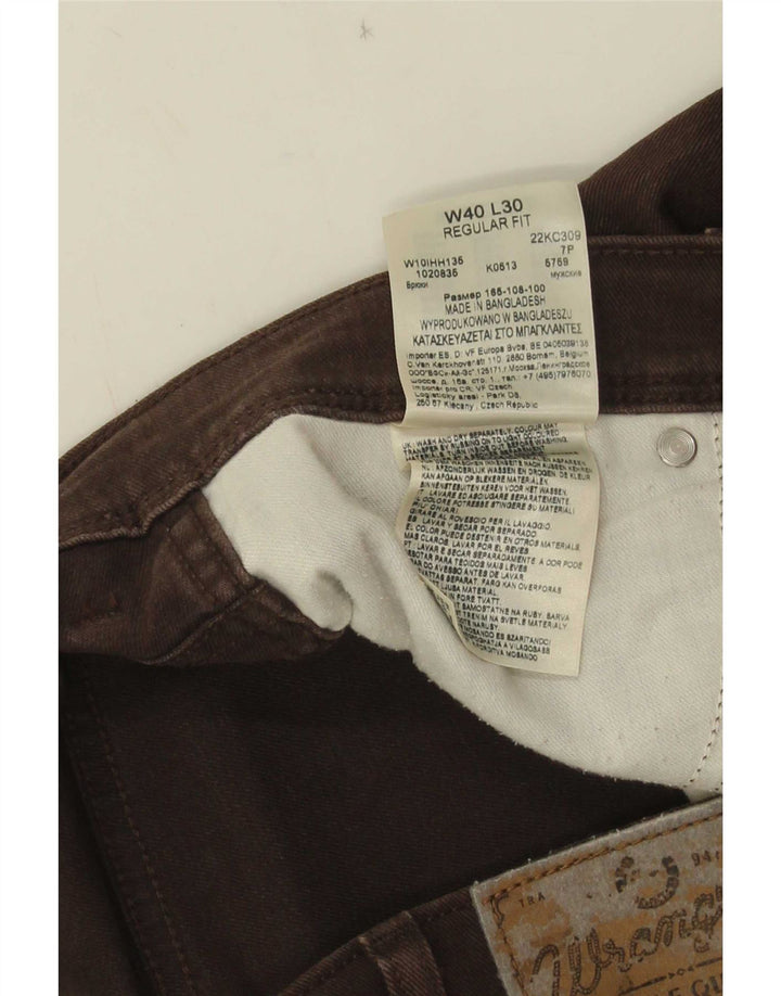 Jeans dritti da uomo Wrangler vestibilità regolare W40 L30 cotone marrone