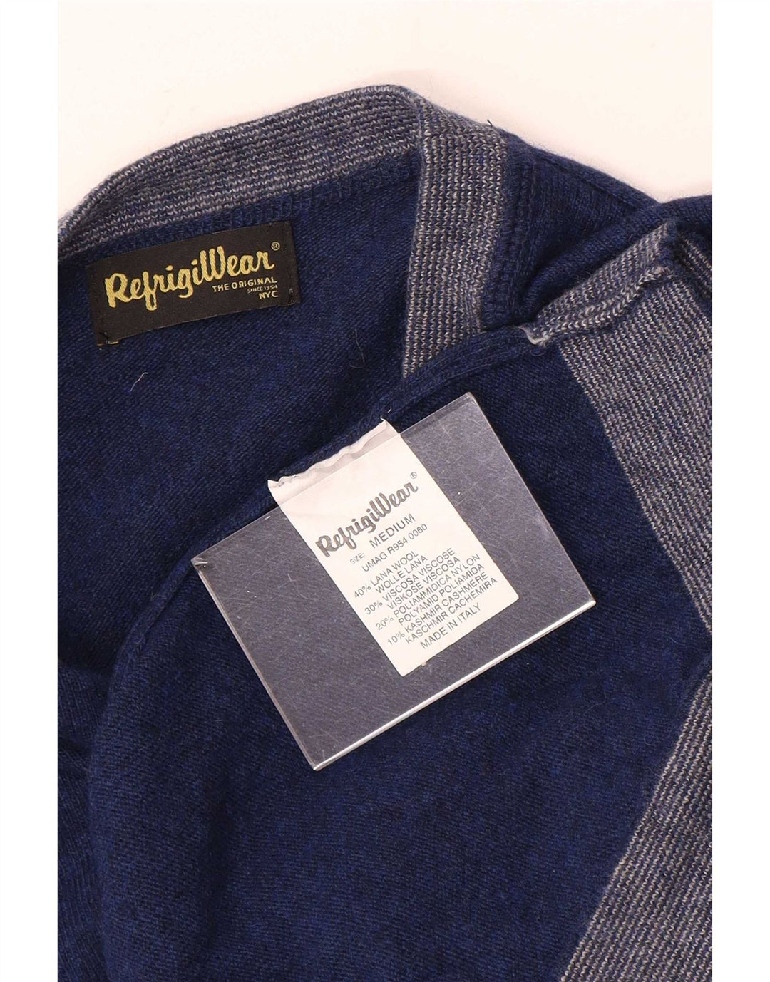 Refrigiwear Maglione da uomo con scollo a barca, maglione medio in lana color block blu navy