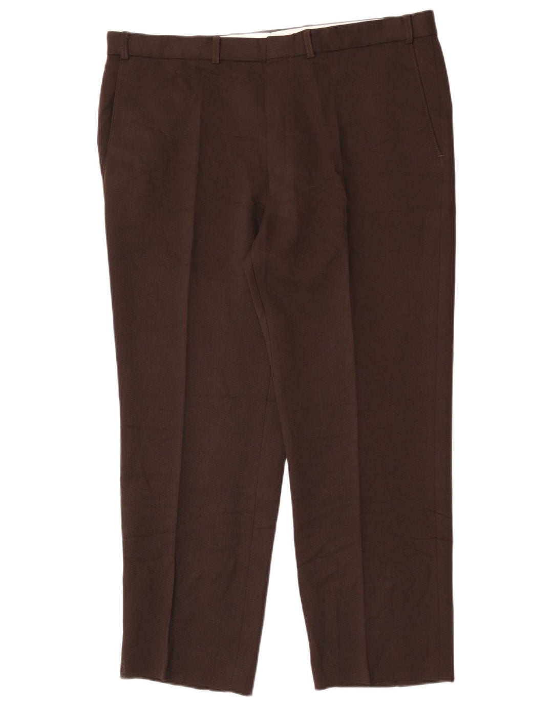 Pantaloni da abito dritti da uomo Marks & Spencer W40 L29 poliestere marrone