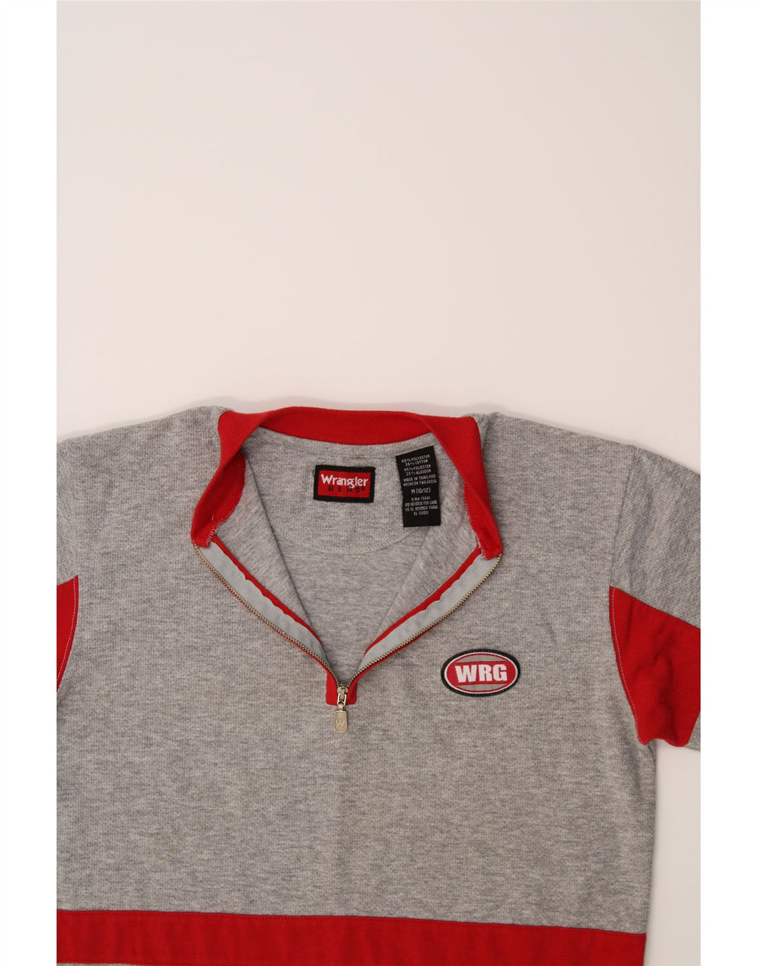 WRANGLER Boys Zip Neck T-Shirt Top 10-11 Years Medium Grey Colourblock Vintage Wrangler and Second-Hand Wrangler from Messina Hembry 