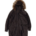 VINTAGE Womens Oversized Hooded Leather Coat EU 38 Medium Black Leather Vintage Vintage and Second-Hand Vintage from Messina Hembry 