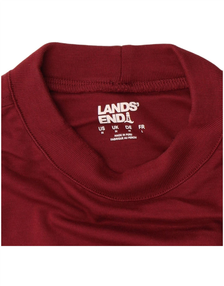 Top da uomo Lands End a maniche lunghe in cotone bordeaux medio