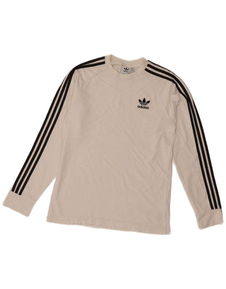 Top Adidas da uomo a maniche lunghe in cotone bianco medio