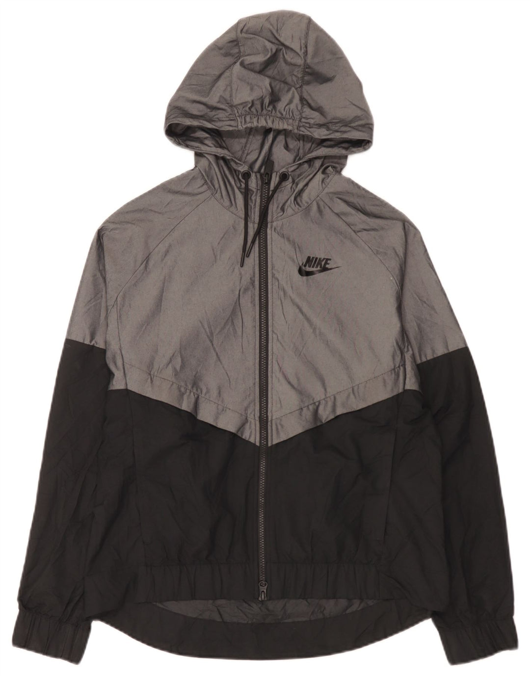 Giacca antipioggia con cappuccio Nike da uomo UK 38 Nylon color block grigio medio