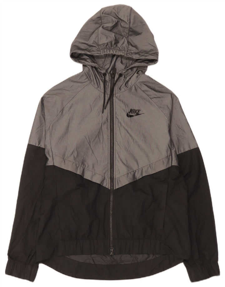 Giacca antipioggia con cappuccio Nike da uomo UK 38 Nylon color block grigio medio