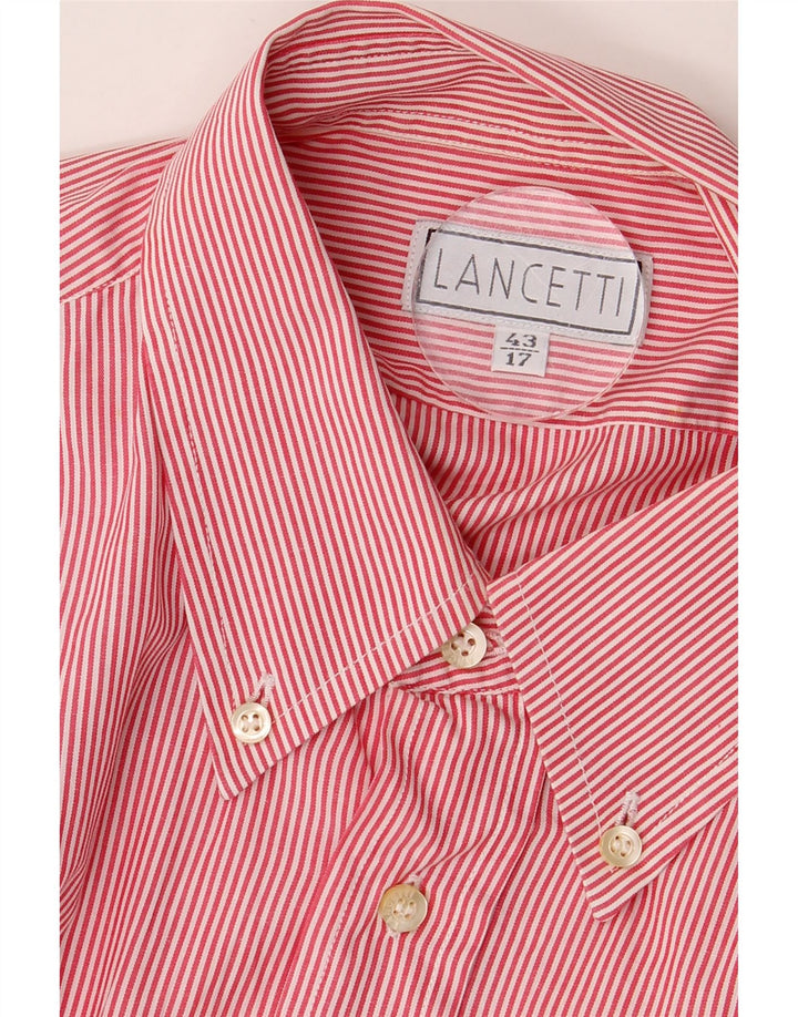Camicia da uomo LANCETTI Taglia 43 17 XL Gessato rosso