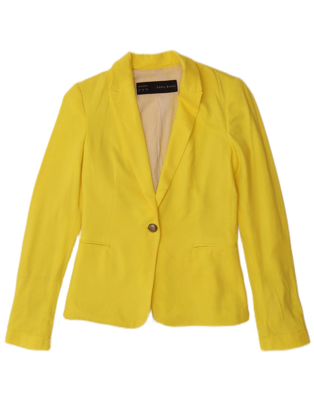 Giacca Blazer a 1 Bottone da Donna Zara UK 6 XS Viscosa Gialla