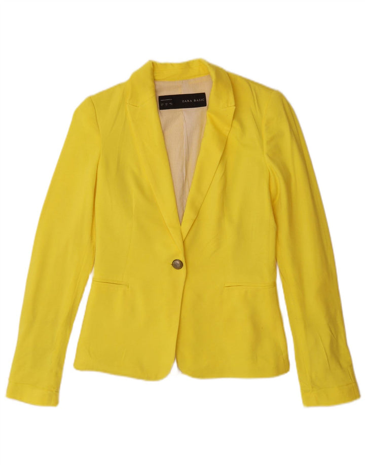 Giacca Blazer a 1 Bottone da Donna Zara UK 6 XS Viscosa Gialla