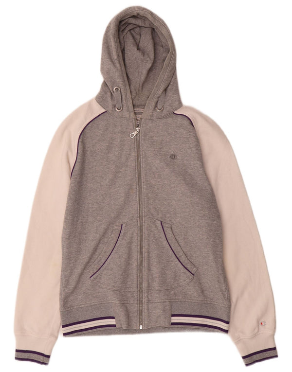 Champion Womens Heritage Fit Zip Hoodie Sweater UK 14 Medium Grey