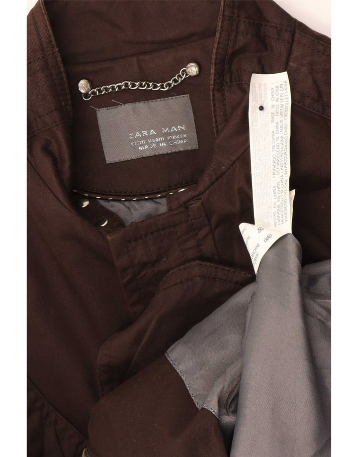 Giacca militare da uomo Zara UK 38 cotone marrone medio