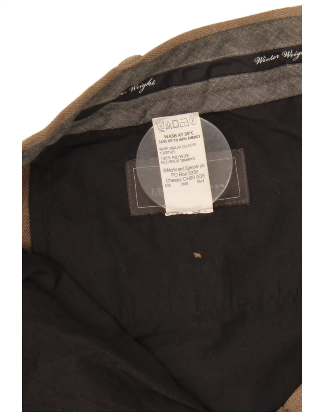 Pantaloni chino vestibilità regolare da uomo Marks & Spencer W42 L29 poliestere marrone