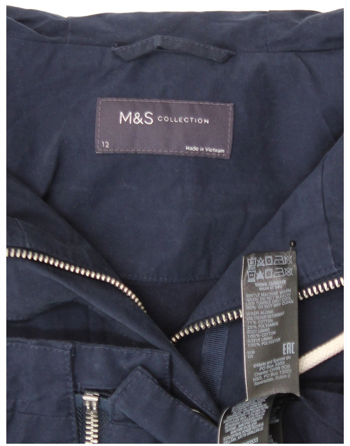 Giacca pratica con cappuccio da donna Marks & Spencer UK 12 medio cotone blu navy