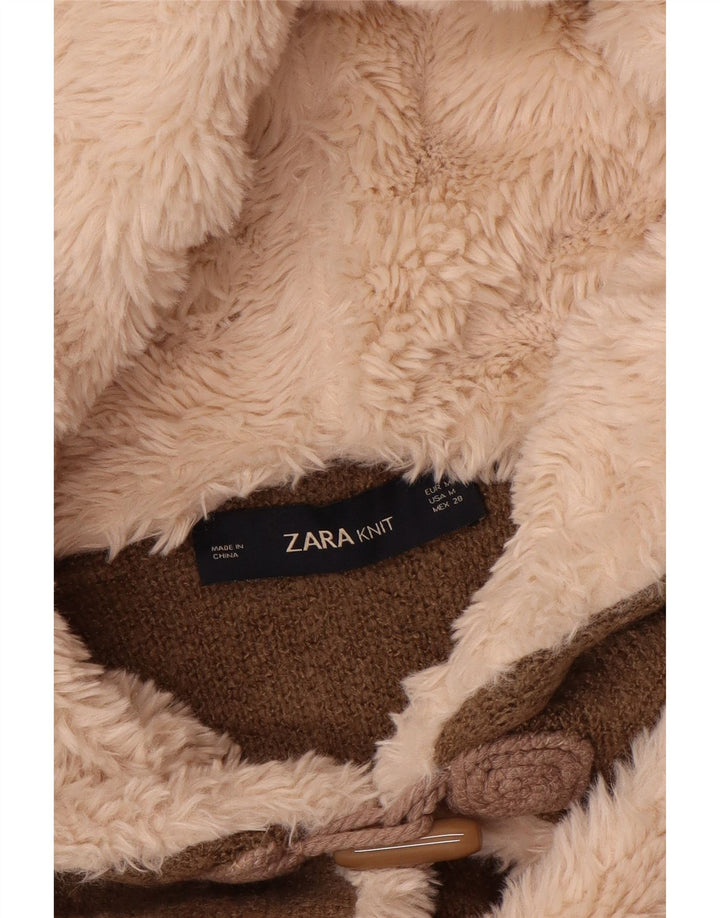 Maglione cardigan con cappuccio lungo oversize da donna ZARA UK 14 Marrone medio