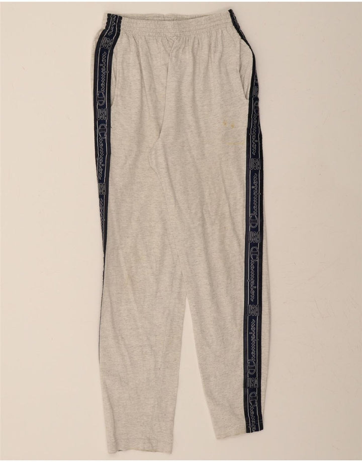 CHAMPION Mens Graphic Tracksuit Trousers Small Grey Flecked Cotton Vintage Champion and Second-Hand Champion from Messina Hembry 