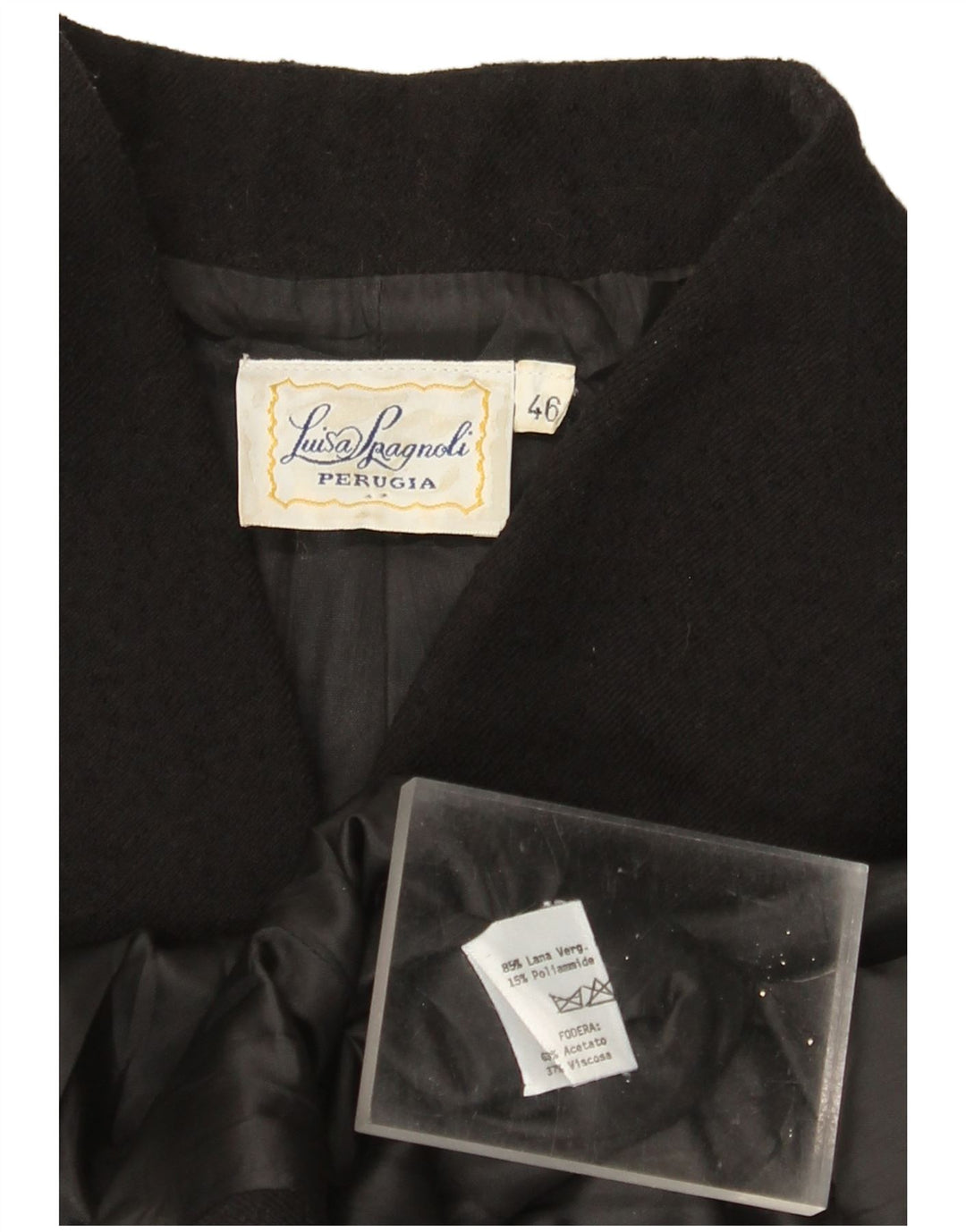 Giacca Blazer a 3 Bottoni da Donna Luisa Spagnoli IT 46 Large Nera in Lana