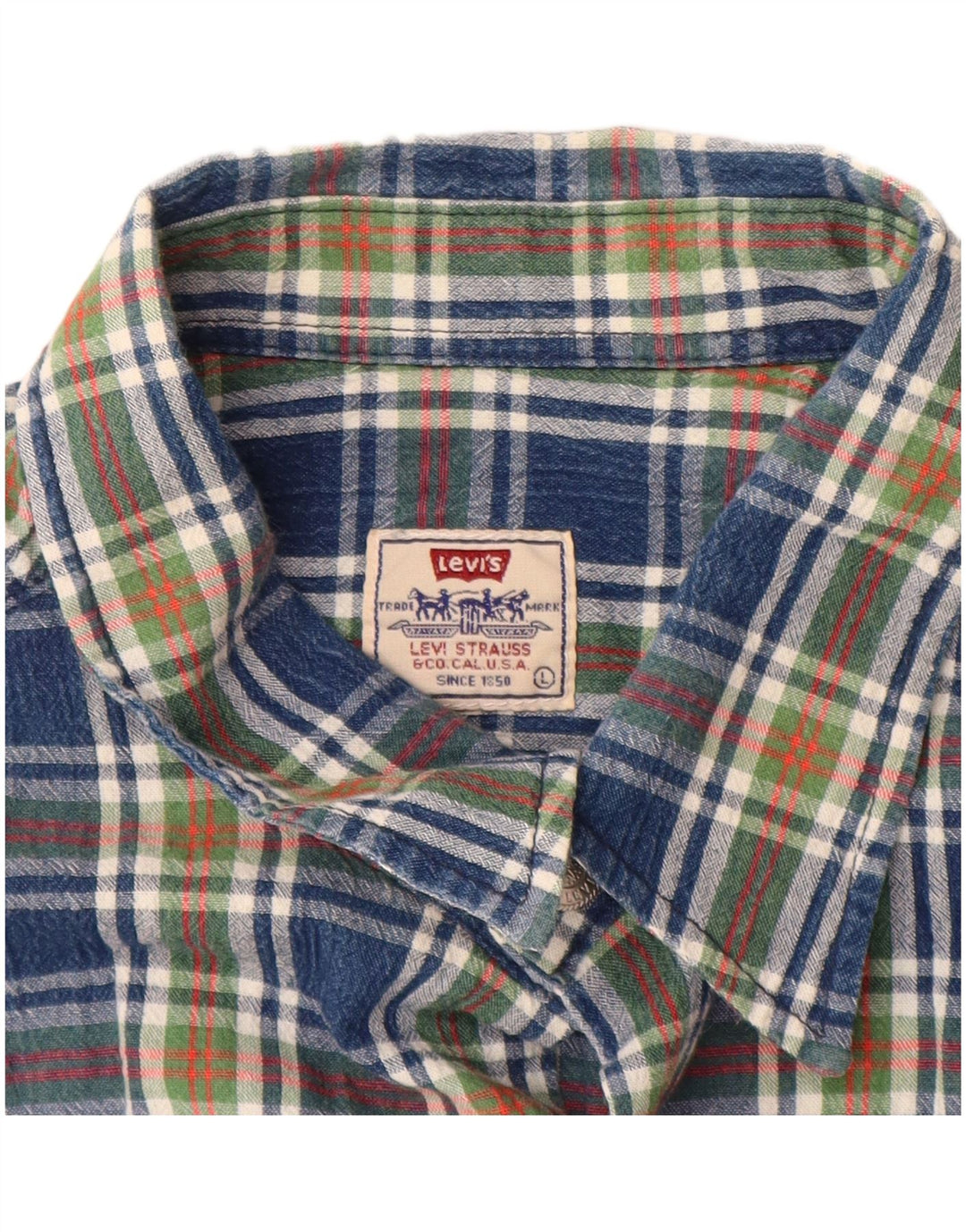 LEVI'S Camicia pullover a maniche corte da uomo in cotone a quadri blu grande