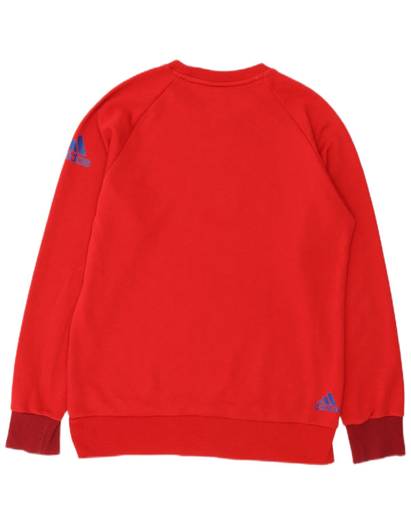 Felpa grafica Adidas da uomo Francia UK 44/46 grande cotone rosso