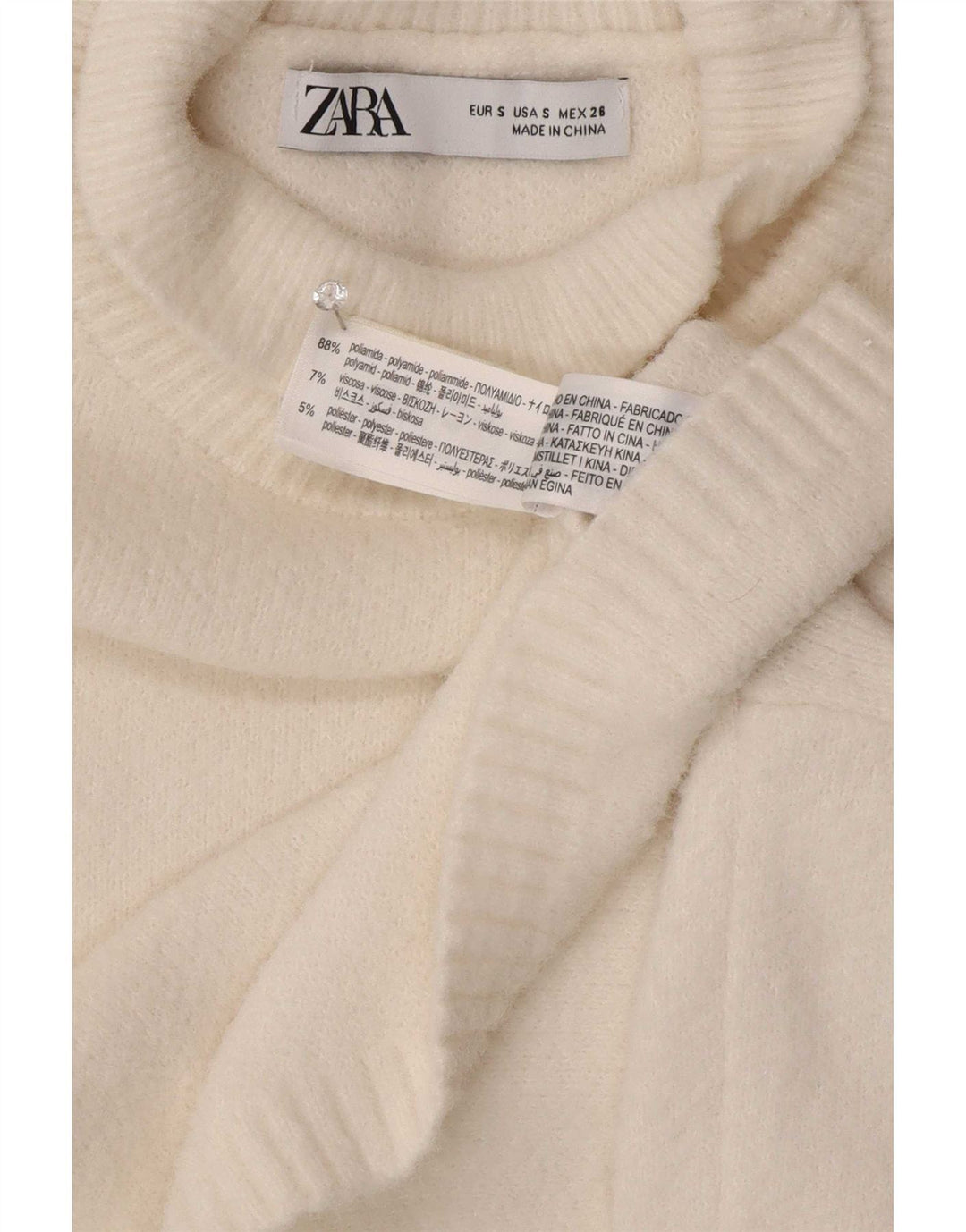 Maglione corto oversize a collo alto da donna Zara UK 10 piccolo bianco