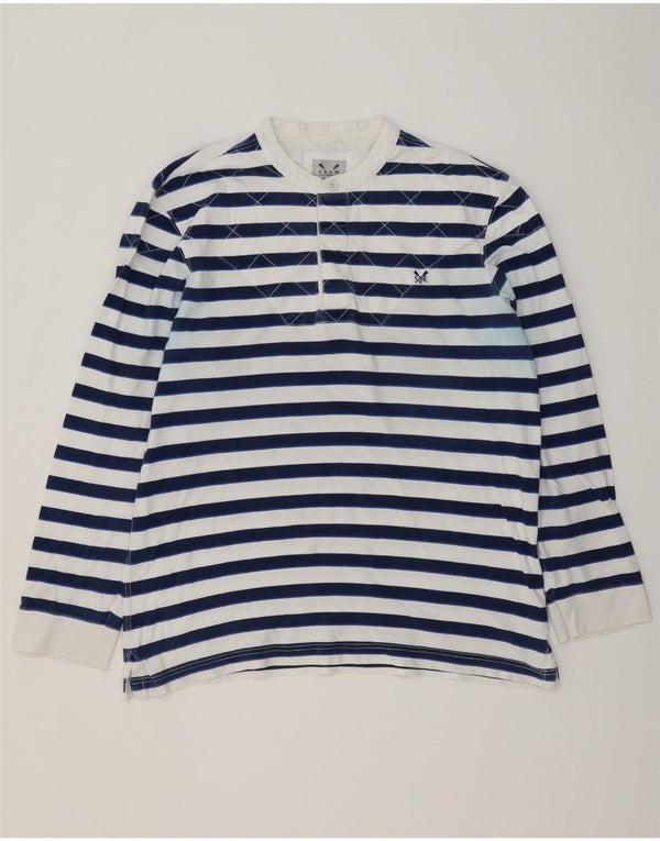 Crew Clothing Mens Top Long Sleeve XL Navy Blue Striped Cotton