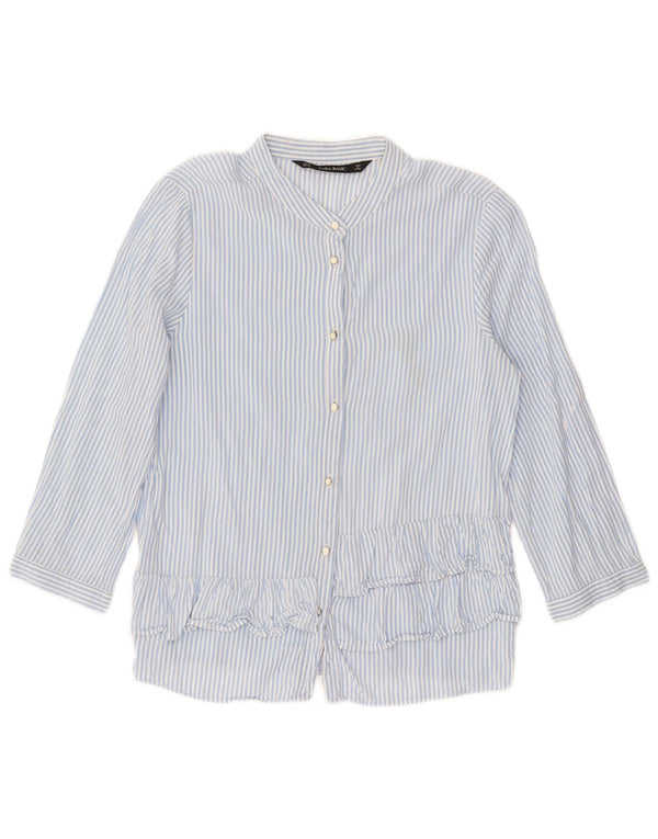 Camicia ZARA Donna Manica 3/4 UK 6 XS Viscosa Gessata Blu
