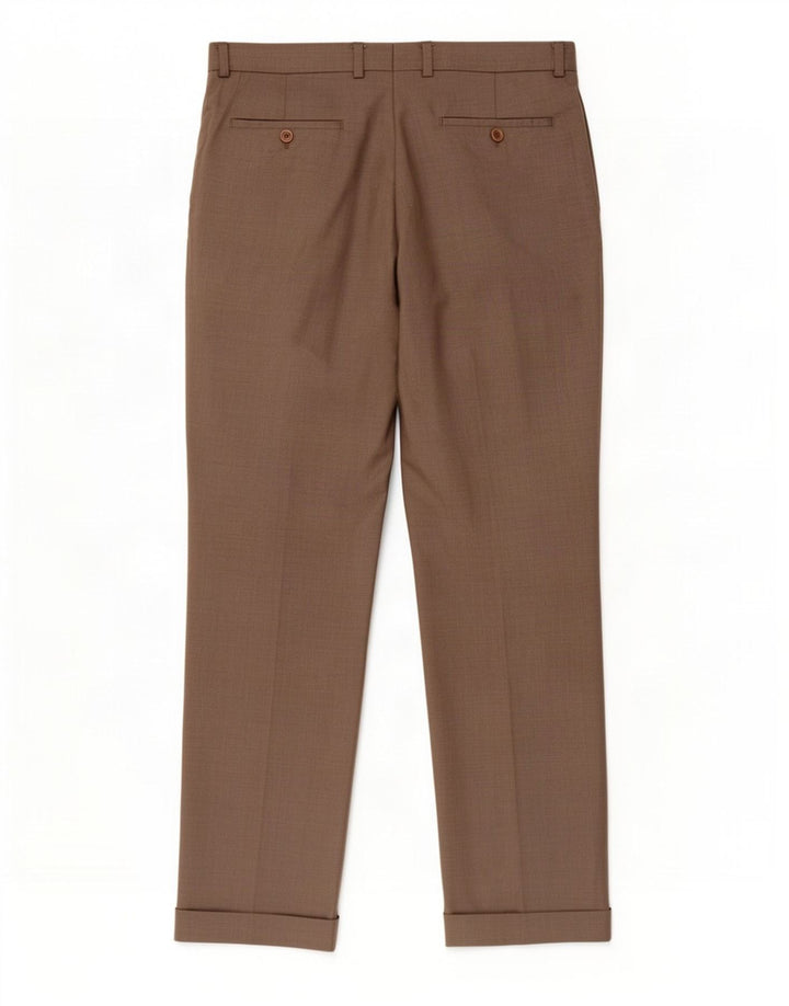 Pantaloni da abito con pegging da uomo Marks & Spencer W34 L31 lana marrone