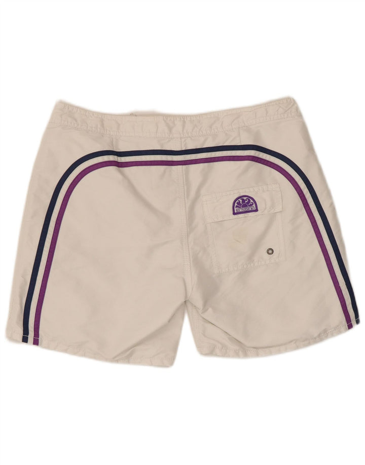Pantaloncini da bagno da uomo Sundek grandi bianchi in poliestere