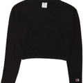 CHAMPION Womens Long Sleeve Crop Top UK 10 Small Black Cotton Vintage Champion and Second-Hand Champion from Messina Hembry 