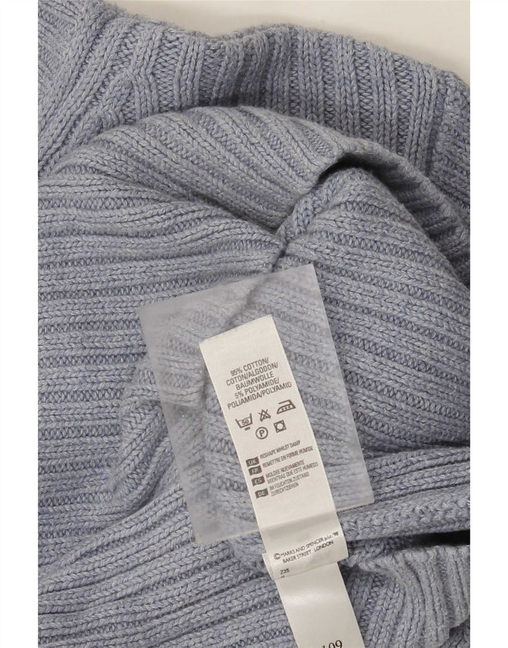 Maglione maglione girocollo da uomo Marks & Spencer in cotone blu medio