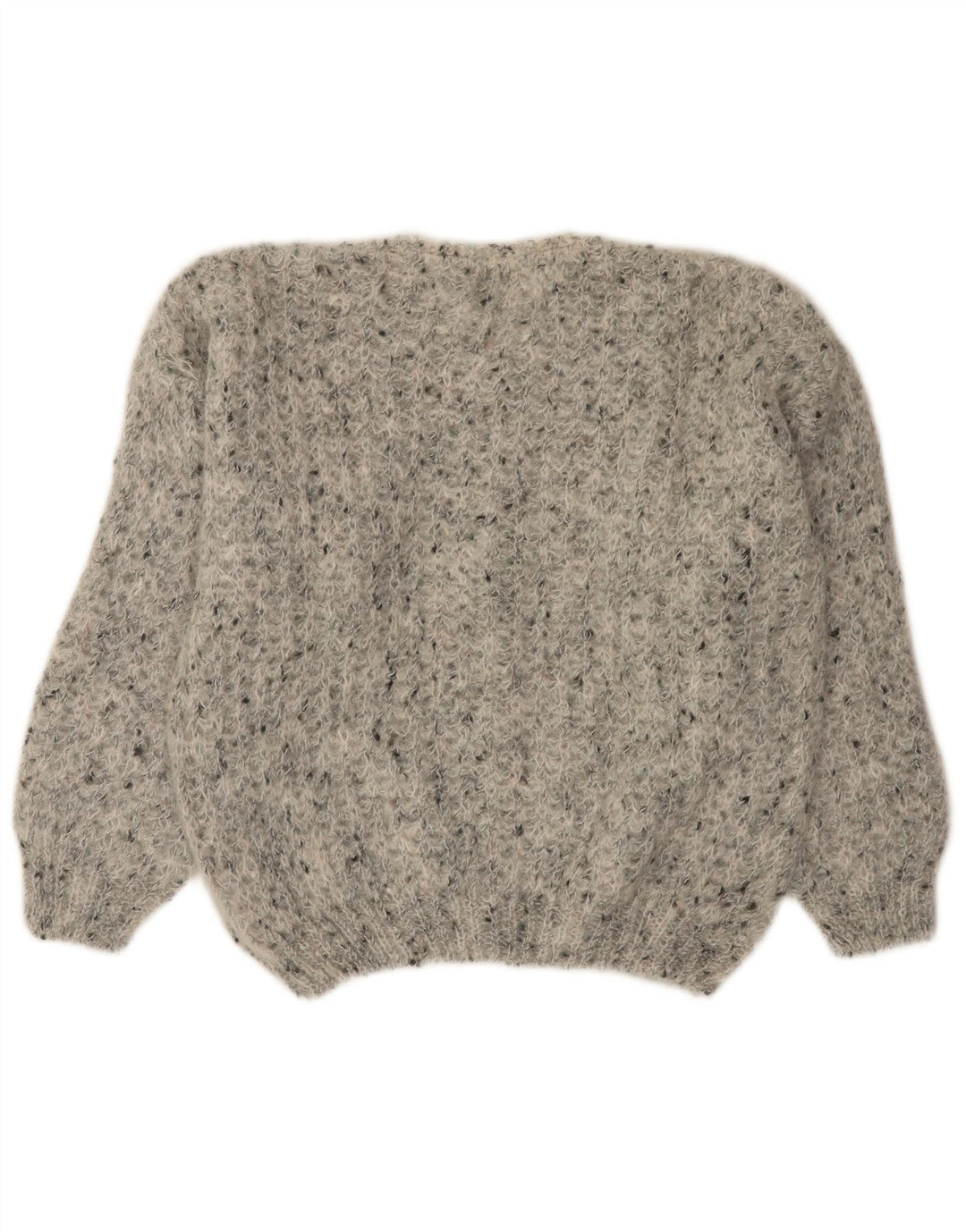 Maglione cardigan oversize da donna VINTAGE UK 18 XL grigio screziato