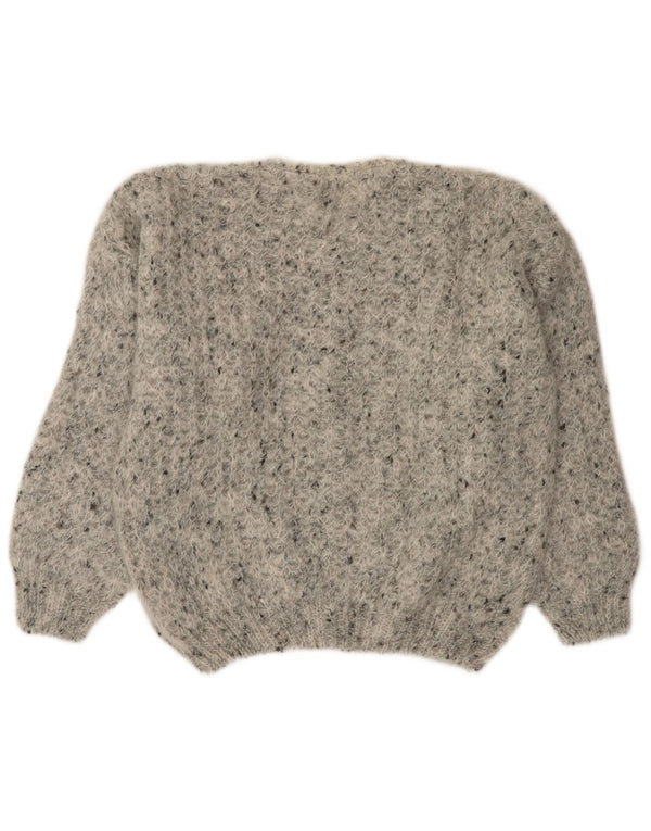 Maglione cardigan oversize da donna VINTAGE UK 18 XL grigio screziato