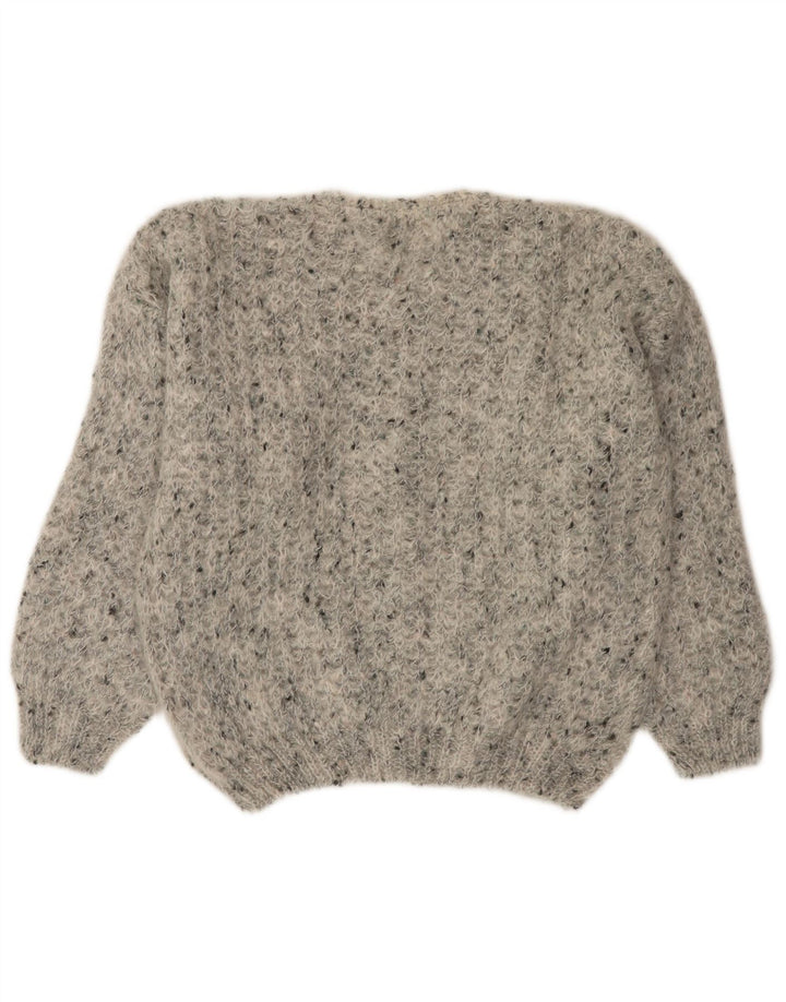 Maglione cardigan oversize da donna VINTAGE UK 18 XL grigio screziato