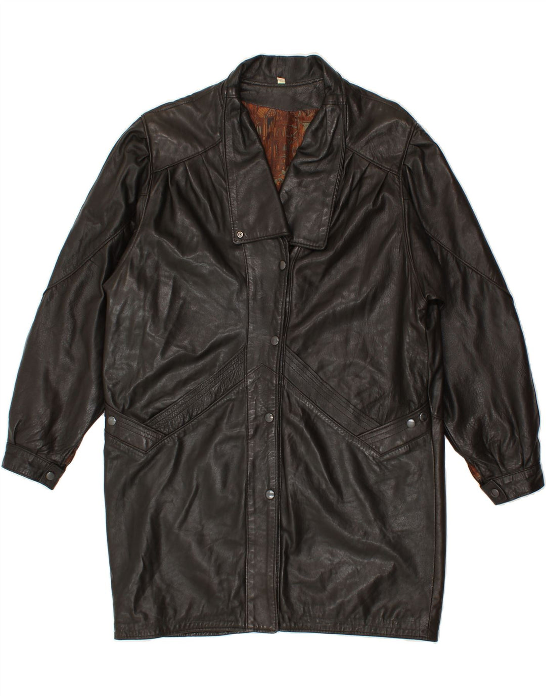 VINTAGE Womens Leather Coat UK 16 Large Black Vintage Vintage and Second-Hand Vintage from Messina Hembry 