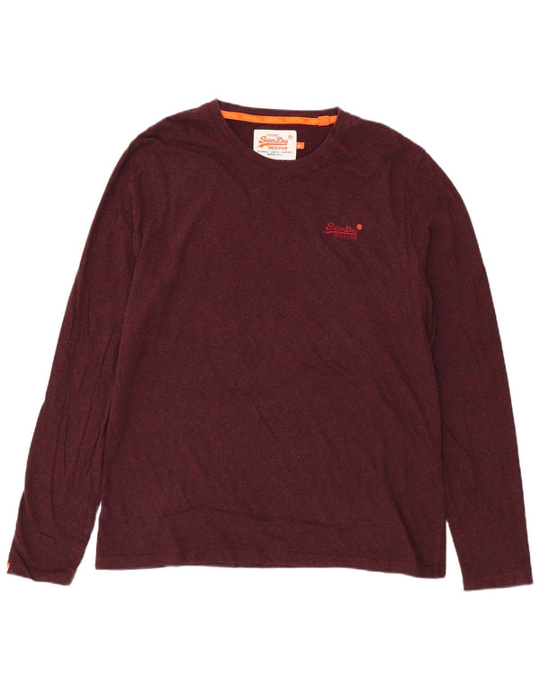 Top da uomo a maniche lunghe Superdry 2XL in cotone bordeaux