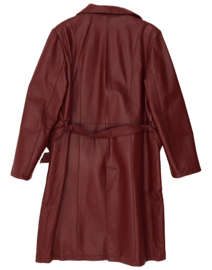 Cappotto in pelle vintage da donna IT 50 XL in pelle bordeaux