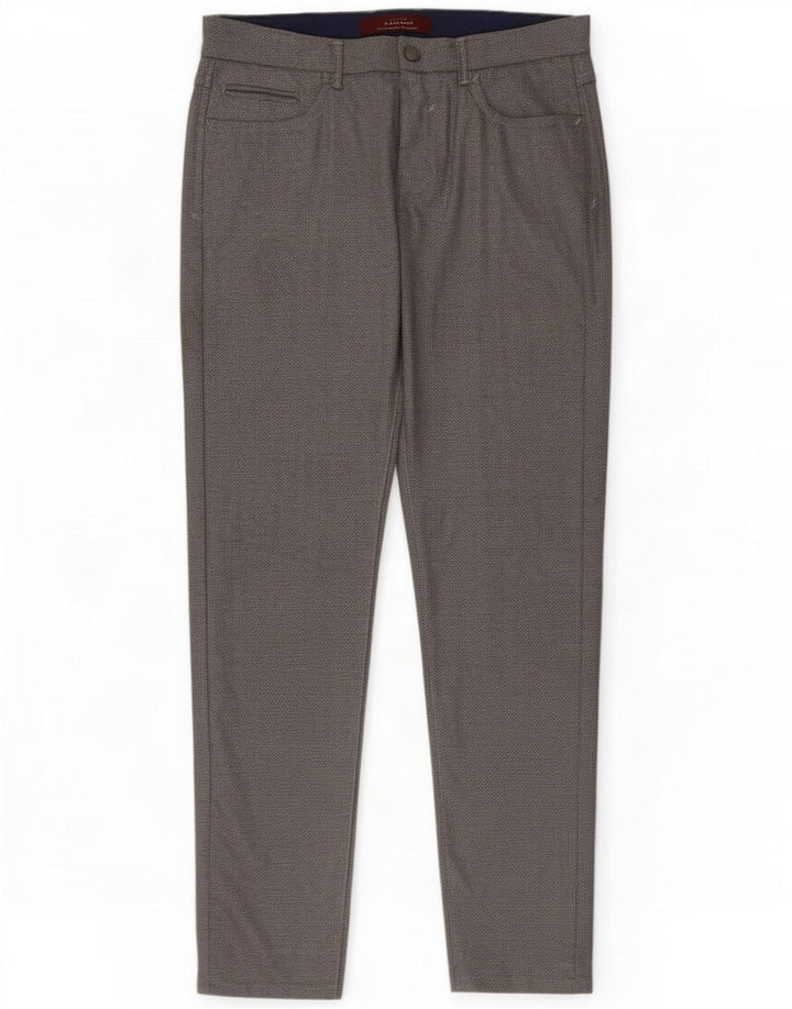 Zara Pantaloni casual slim da uomo EU 40 Medio W31 L30 Poliestere grigio