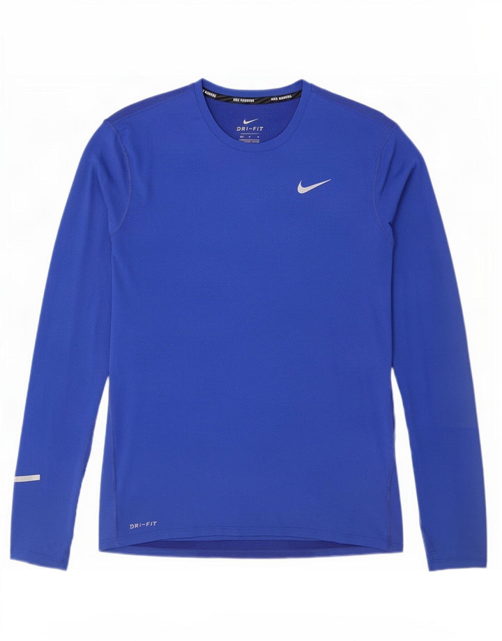 Maglia Nike Dri Fit da uomo a maniche lunghe in poliestere blu medio