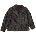 VINTAGE Womens 3 Button Leather Blazer Jacket UK 20 2XL Black Leather