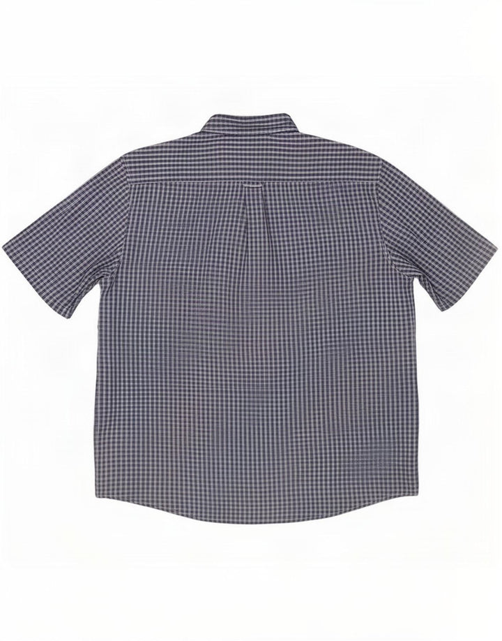 Camicia a maniche corte da uomo James Pringle XL in poliestere a quadri blu navy
