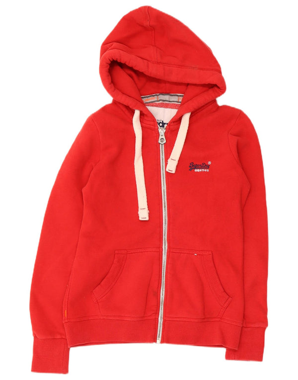 Maglione con cappuccio e zip da donna Superdry UK 10 piccolo cotone rosso