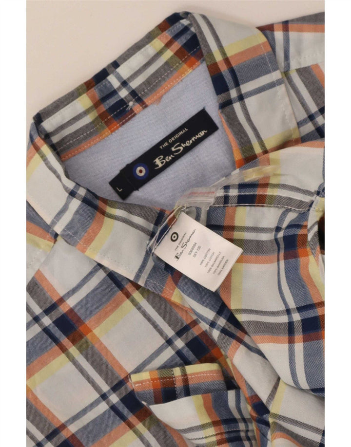 Camicia a maniche corte da uomo Ben Sherman in cotone a quadri multicolore grande