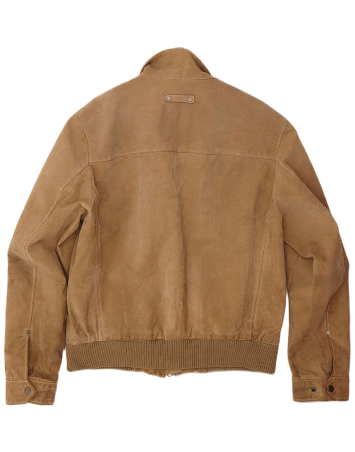 Giubbotto bomber vintage in pelle scamosciata da uomo IT 54 2XL in pelle beige