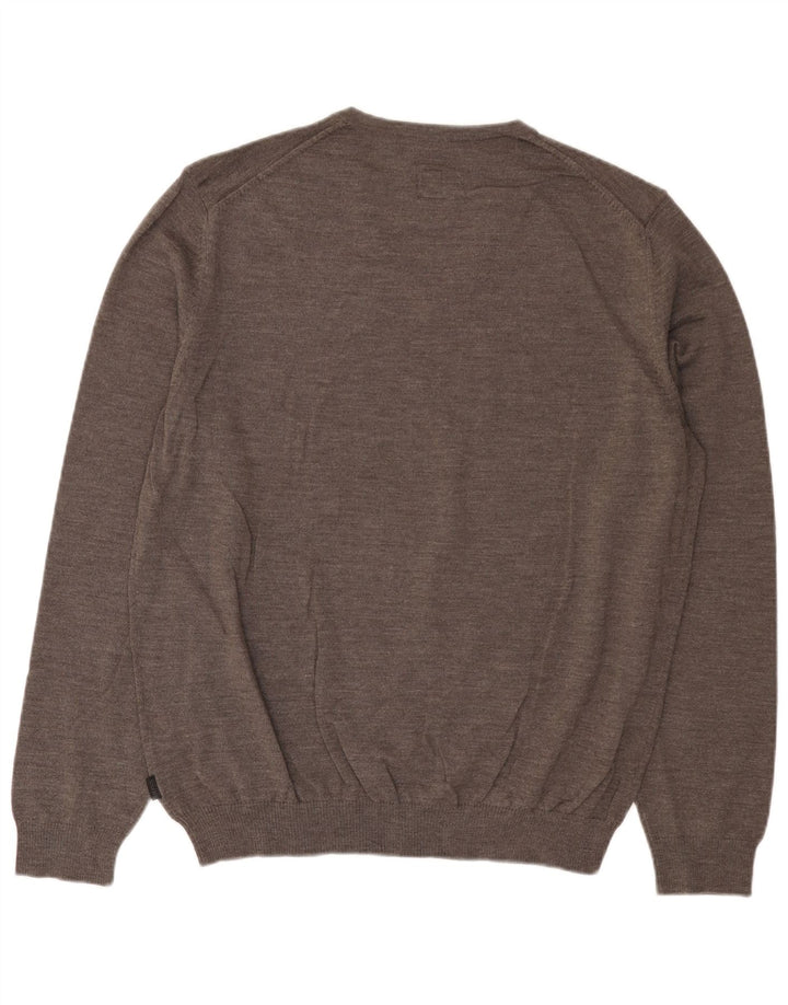 Maglione da uomo HUGO BOSS slim fit con scollo a V 3XL lana grigia